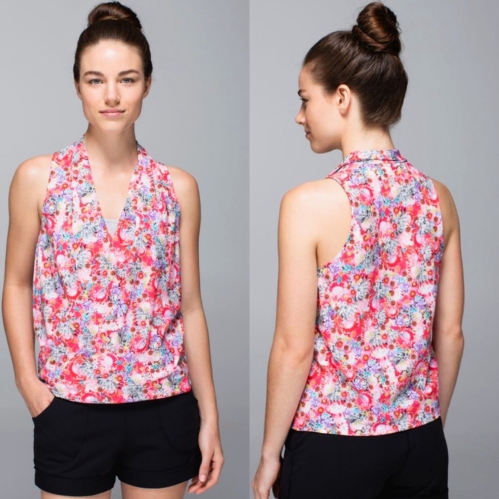 LULULEMON | Flowabunga Rollin’ With My Homies Floral Print Yoga Wrap Tank